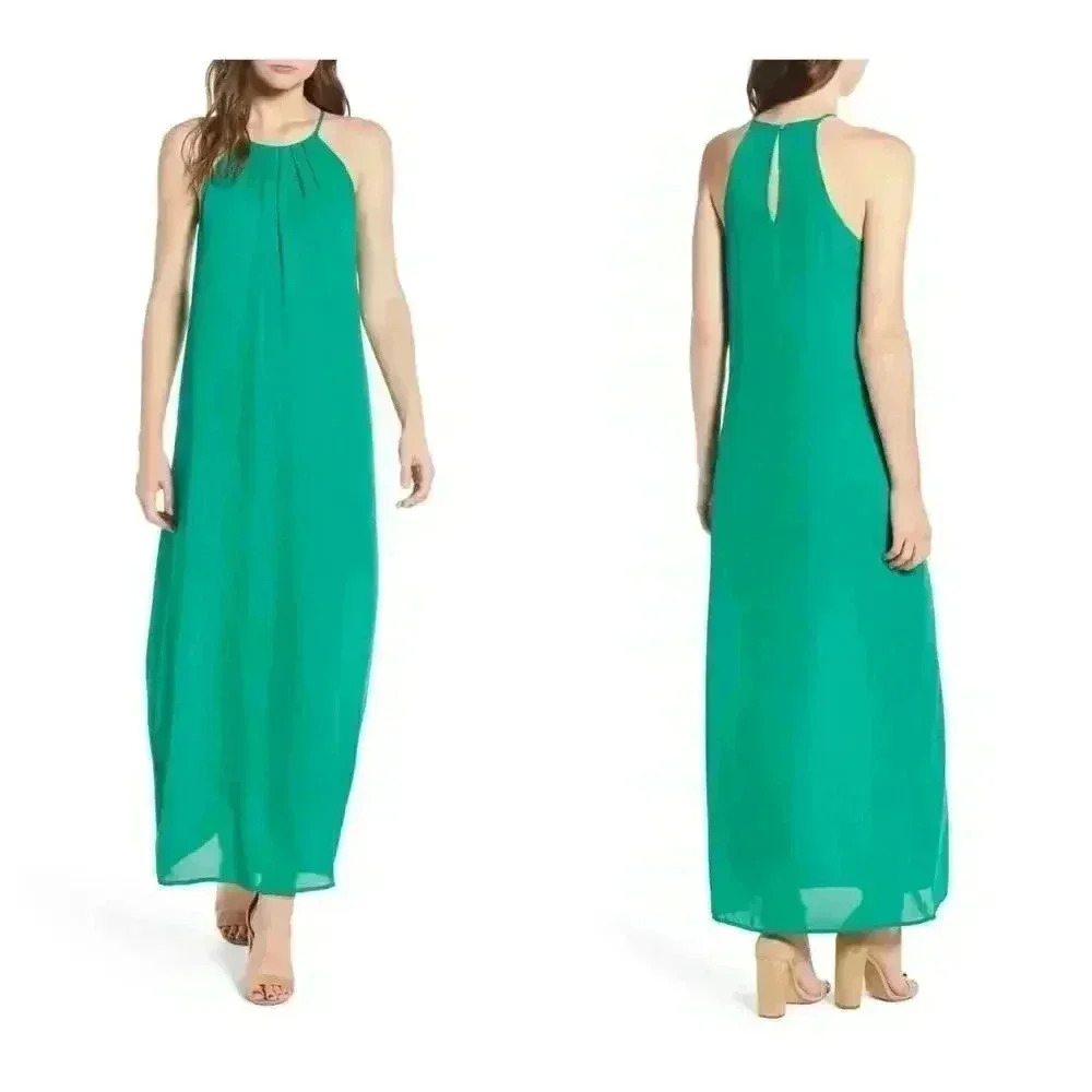 Everly High Neck Maxi Dress Green Size XSβ